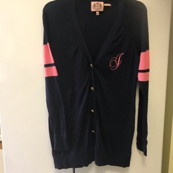 JUICY COUTURE Y2K Cotton Cardigan Knit Sweater Top Tunic Logo Preppy Varsity - Picture 6 of 13